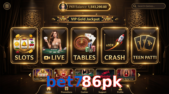Main screen of Bet786pk casino page for PK players